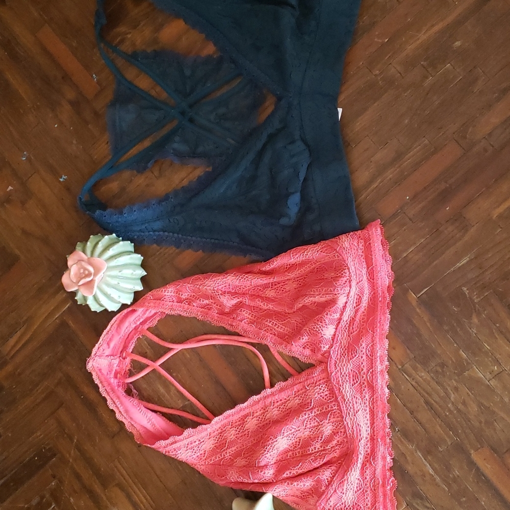 Coral and Teal Bralettes Medium